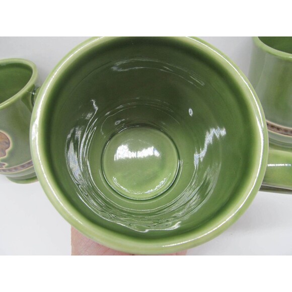 Cracker Barrel Elegant Rooster Green 4"  Mugs  Set Of 3 - Picture 6 of 9